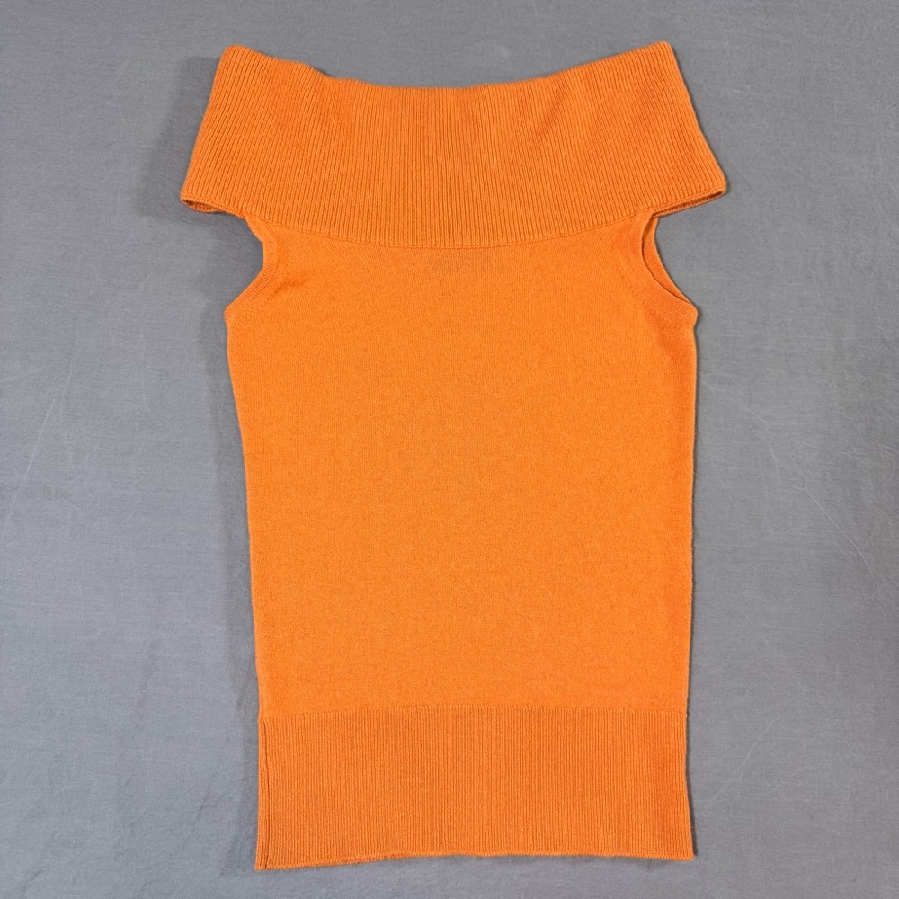 Belinda Robertson Cashmere Off The Shoulder Top  Orange Fitted Sz S